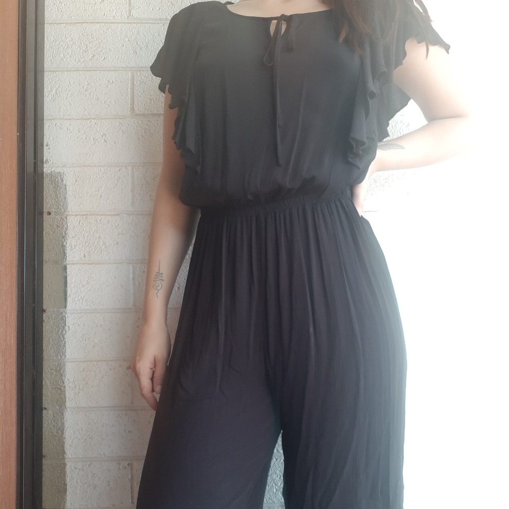 a.n.a Black Flutter Sleeve Jumpsuit